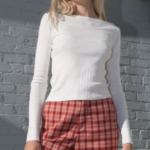 Brandy Melville ribbed Leah light grey long sleeve